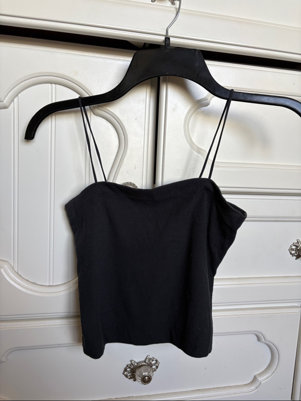 Dark Navy Blue Spaghetti Strap Ribbed Tank Top - Womens